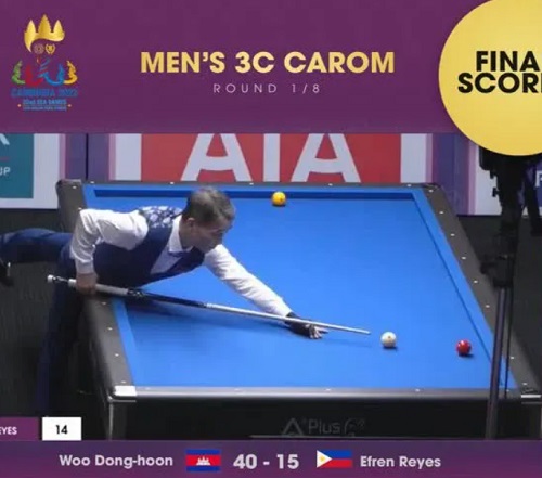Cambodian player defeats Billiards legend Efren Reyes in 3-band carom content
