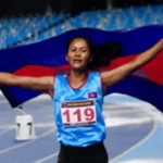 Cambodia won the 3rd gold medal in the women's 400m T4464 event